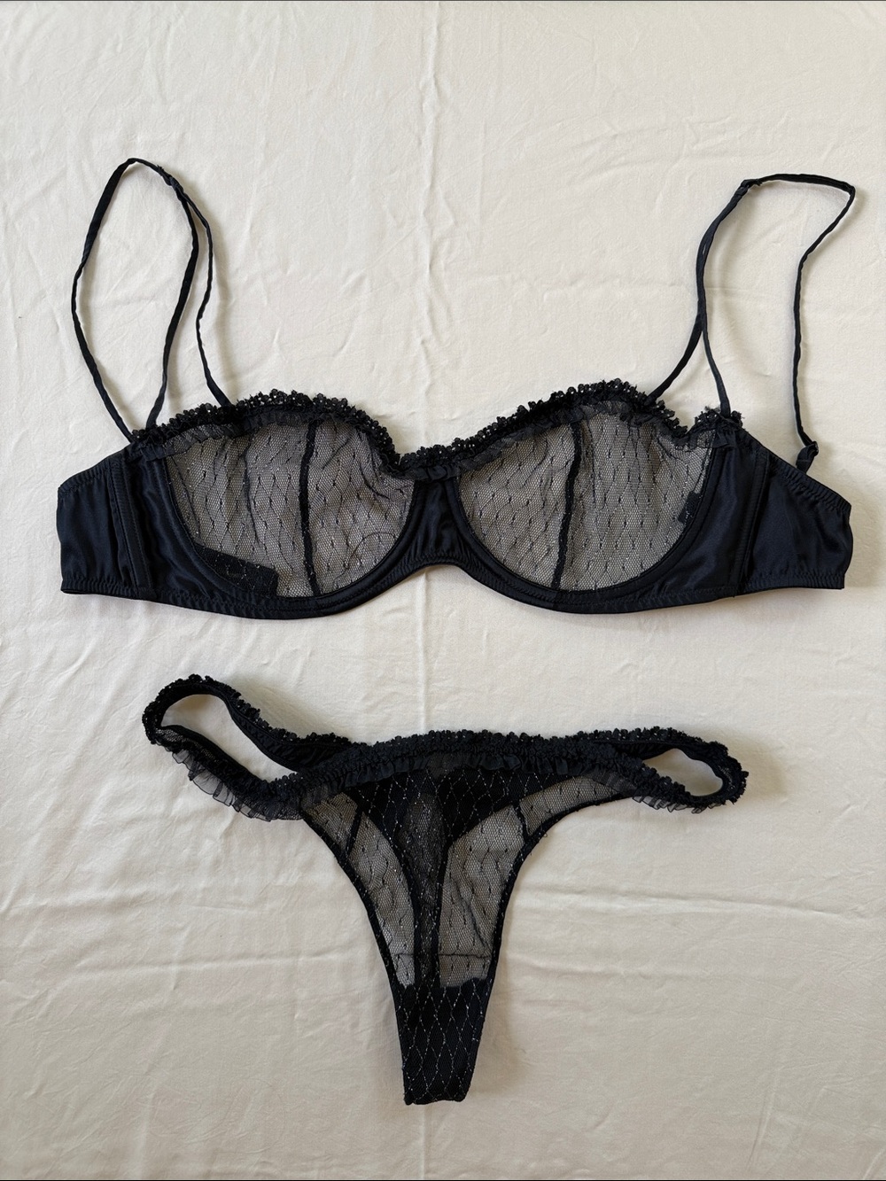 Elle’s Boutique Sheer Black Lace Underwire Lingerie Set